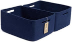MiniArk Large Storage Baskets for Shelves, 17 x 13 x 7.5” Closet Organizers Bins for Clothes Blanket Towels, Baby Nursery, Toy Baskets Box, Woven Rope Baskets, 2 Packs Navy Blue by MiniArkStorageBasketsHome