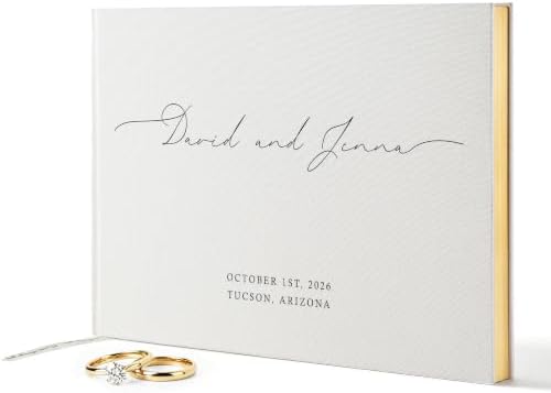 Personalized Wedding Guestbook, Custom Guest Book Wedding Reception, Small Guest Book, Guestbooks for Bridal Shower, Baby Shower, Birthday, Sign in Book for Party, Linen, 11.0x7.7inches by Unknown