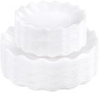 LIYH 50 Pcs White Scalloped Plastic Plates Reusable - Unbreakable Plastic Plates for Weddings Party Outdoor Picnics Dishwasher Safe BPA Free(25Guests) by LIYHLoveinyourheart