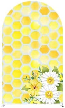 Honey Bee Arch Stretchy Covers for Birthday Party Decoration Honeycomb Flower Arched Stand Cover Baby Shower Favors Props(Cover+Arch Stand) by KONPON