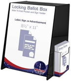 Marketing Holders 6 Pack Acrylic Donation Box with Lock Ballot Box Countertop Comment Bin Black Plastic 8.75” x 8.5" x 11.5" with 8.5" x 11" Slide in Sign Holder and 4" Pocket on the Side by MarketingHolders