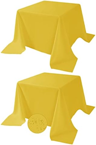 Fokitut 2 Pack Waterproof Square Tablecloth, 90x90 Inch, Stain Resistant and Wrinkle Polyester Table Cloth, Fabric Table Cover for Kitchen Dining, Wedding, Party, Holiday Dinner-Yellow by BalsaCircle