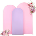Pink and Purple Arch Cover 3 Set-6FT, 5FT, 4FT Arch Backdrop Cover Spandex Fitted 2-Color Fabric Arch Stand Covers for Baby Shower Girls Mermaid Birthday Party Wedding Photo Background Decorations by Suppromo