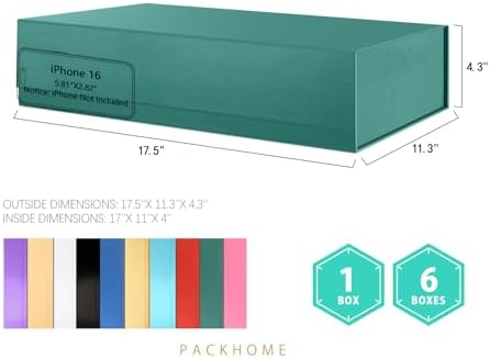 PACKHOME 6 Extra Large Dark Green Gift Boxes 17.5x11.3x4.3in Magnetic Lids - Image 2