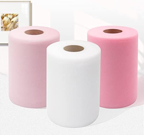 Tulle Fabric Rolls 6 Inch by 100 Yards (300 feet) 3 Pack Fabric Spool Tulle Ribbon for DIY Tutu Bow Baby Shower Birthday Party Wedding Decorations Christmas Craft Supplies by IONTACH