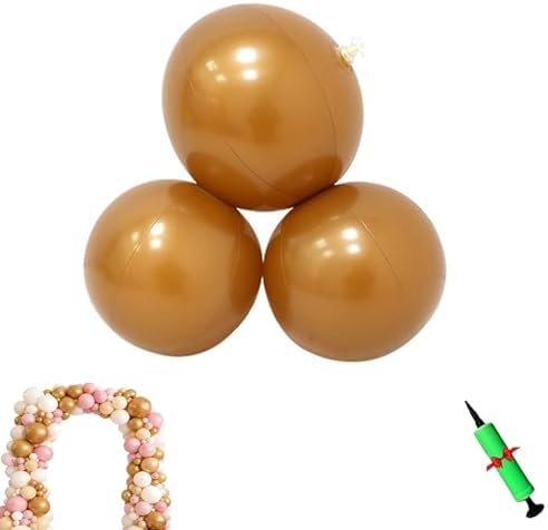 Reusable Inflatable Balloon Garland Arch Kit, 3/7 PCS Linked Pvc Balloons with Elastic Bands & Leak-proof Nozzle, Party Decoration for Birthdays, Weddings & Celebration (7, Gold Brown) by Unknown