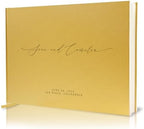 MUUJEE Personalized Guestbook in Gold - Premium Custom Modern Guest Book for Wedding Reception, Birthday Party or Events w/Bookmark Blank Pages for Signing 11.5 x 8.5 inches by MUUJEE