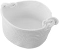 Soft Woven Basket with Cotton Rope, Rounded White Nursery Storage Basket for Newborns, Versatile Placement and Easy Accessibility on Shelves and Changing Tables by BRIGHTFUFU