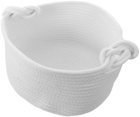 Soft Woven Basket with Cotton Rope, Rounded White Nursery Storage Basket for Newborns, Versatile Placement and Easy Accessibility on Shelves and Changing Tables by BRIGHTFUFU