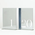 Sliver Wedding Table Numbers 1-20 with Stands, 5"x7" Sliver Mirror Acrylic Table Numbers for Wedding Reception (Sliver Mirror White Font, Number 1-20, 5"x7") by JINMURY