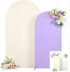 Beige and Purple Arch Backdrop Covers 7.2FT 6FT Party Wedding Arch Covers Stretchy Backdrop Set of 2 Baby Shower Bridal Shower Photo Birthday Spandex Pink Arch Stand Cover by LittleFunny