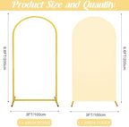 Metal Arch Stand and Cover Set,1 Beige Spandex Fitted Backdrop with 1 Gold Wedding Arched Stand Frame for Parties Birthday Baby Shower Bridal Banquet Decoration (6.6FT) - Image 2