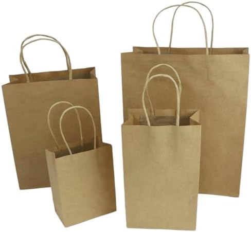 100 Pcs thick Kraft Paper Bags 5.25x8.5x3.25"，Small Shopping Bags with handles Bulk，Craft Gift Bags, Retail Bags, Recycled Bulk, Brown Paper Bags for Wedding，Packaging, Birthday Party，Business, Goody and Kraft Merchandise Bag (5.25x8.5x3.25inch, Origin... - Image 3