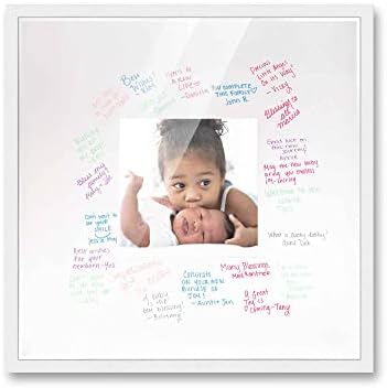 Poster Palooza 20x20 White Autograph & Signature Picture Frame With White Square Opening Photo Mat for 8x8 Pictures Wooden Picture Frames - Birthday, Baby Shower, Memorial Signing Board, Matted Frame by PosterPalooza