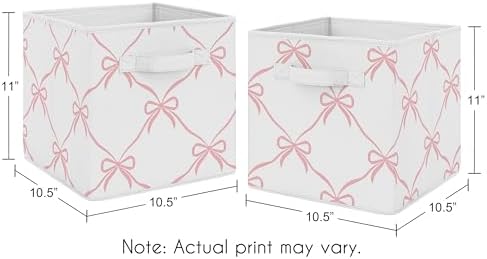 Sweet Jojo Designs Set of 2 Collapsible Fabric Storage Cubes (Pink Bows) for Girls, Baby, Kids, Childrens Foldable Bins Organizer Boxes Toys (Bow for Ballerina, Ballet Dancer, Princess Collection) - Image 3