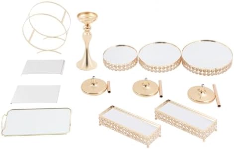 8 Pcs Cake Display with Mirror, Wedding Crystal Cake Stands for Reception - Image 7