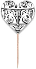 Indian Line Drawing Totem Pole Face Toothpick Flags Heart Lable Cupcake Picks by DIYthinker