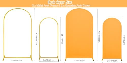 7.2FT, 6FT Wedding Arch Stand and Matching Gold Spandex Fitted Arch Backdrop Cover Set, Round Top Chiara Backdrop Stands and Covers for Birthday Party Baby Shower Banquet Arch Decor (Gold) - Image 2