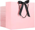 EUSOAR Thank You Gift Bags, 50pcs 12.5"x4.5"x11" Pink Heavy Duty Shopping Paper Bags with Bow Ribbon Handle, Kraft Paper Gift Treat Wedding Birthday Party Favor Bags Bulk by EUSOAR