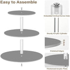 J JOYSAY Dark Gray Print Acrylic Cupcake Stand 3 Tier Dessert Table Display Set Clear Cake Stands for Wedding Baby Shower Party Decorations Easy Assembly Pastry Tower - Image 2