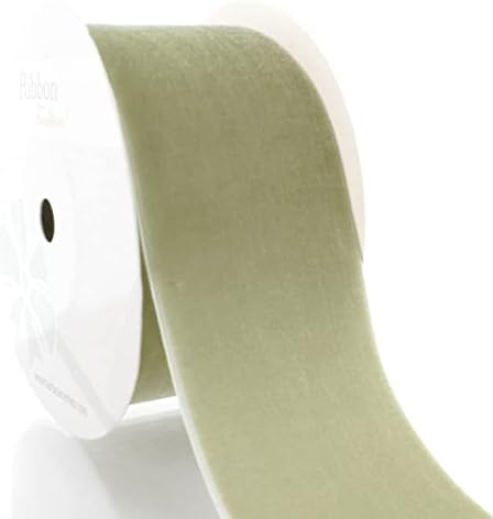 2" Velvet Ribbon Single Sided Soft Plush Luxury Craft Trim for Hair Bows Sewing Gift Wrapping Decorations Floral Arrangements and DIY Projects (Rustic Sage, 25 Yards) - Image 4
