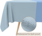 70x70inches Light Blue Square Tablecloth Gradient Dusty Blue Table Cover Waterproof and Spill Proof Fabric Table Cloth for Kitchen Dining Room Outdoor Birthday Wedding Themed Party Decor - Image 2