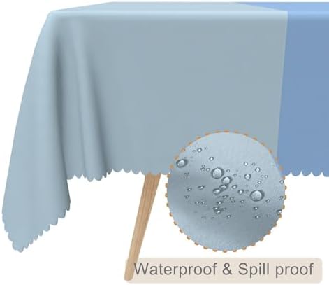 70x70inches Light Blue Square Tablecloth Gradient Dusty Blue Table Cover Waterproof and Spill Proof Fabric Table Cloth for Kitchen Dining Room Outdoor Birthday Wedding Themed Party Decor - Image 2