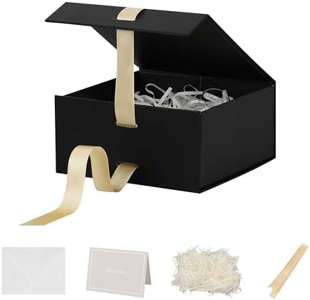 Small Gift Boxes with Lids for Presents Black Gift Box 5 Pack 6X6X3 Inch by Unknown