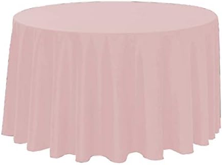 Polyester Round Tablecloth 120" Ideal for 60 inch round table (Light Pink) by KS+Linens