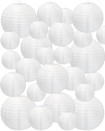 Treela 48 Pcs Paper Lanterns Party Decorations Round, White by Treela
