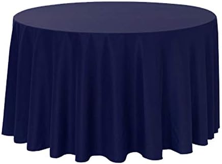 Polyester Round Tablecloth 120" Ideal for 60 inch round table (Navy Blue) by KS+Linens