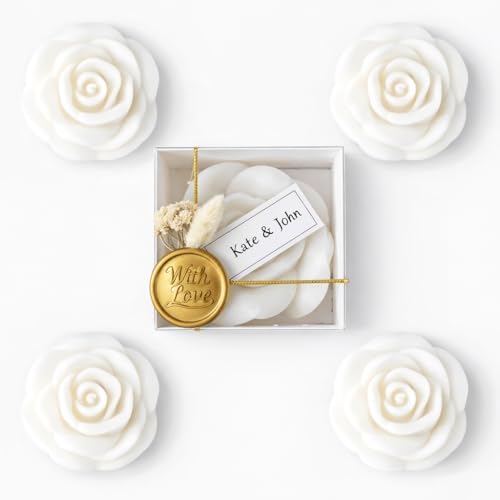 Scented White Rose Candles – Personalized Wedding Favor Candles, Bridal & Baby Shower Gifts with Dried Flowers, Wax Seal Gift Box (Bulk 10–100) - Image 3