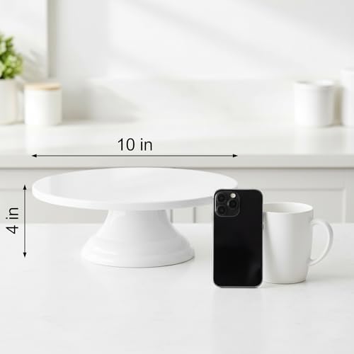 fanquare 10 Inch Vintage White Porcelain Cake Stand - Image 2