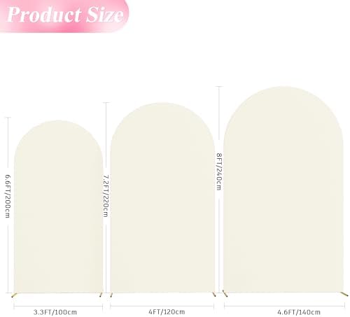 Wokceer Arch Backdrop Cover 8FT,7.2FT,6.6FT Ivory Arch Covers Stretchy - Image 2