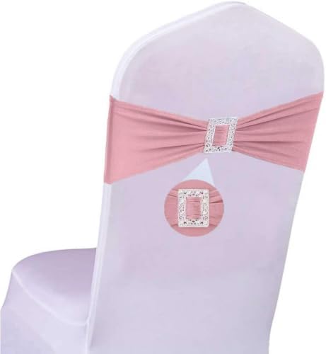 Spandex Dusty Pink Chair Sashes Bows 50 PCS Stretch Chair Cover Band by Unknown