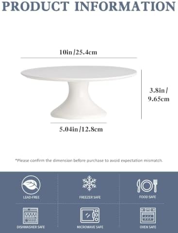 Kanwone 10-Inch Porcelain Cake Stand, Cake Plate, Dessert Stand, Cake Stand for Party, Home Decorating Stand, White - Image 2