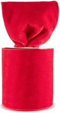 Meseey 4 Inch Wide Red Velvet Wired Ribbon, 10 Yards Solid Velvet Ribbon with Wire Edge for Christmas Tree, Wreaths, Gift Wrapping, Bows, Crafts by MeseeyRibbonBow