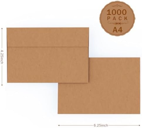 1000 PCS Goefun Brown A4 Envelopes Self Seal, 4.25 x 6.25-inch - Image 2