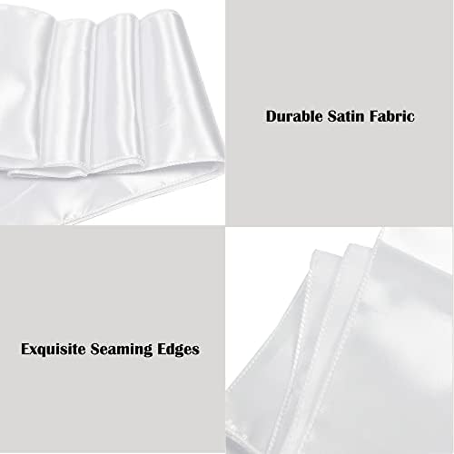 White Satin Chair Sashes Bows for Chair,7x108inchs,50pcs - Image 3