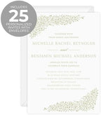 Personalized Dainty Sage Floral Invitations / 25 Custom Modern Pastel Greenery Flower Wedding Invites With White Envelopes / 5" x 7" Flat Botanical Anniversary Party Invites / Made In The USA - Image 2