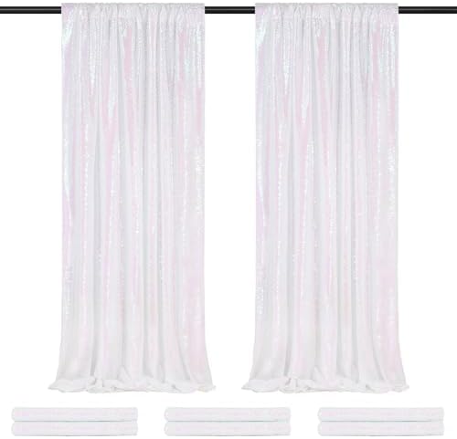 Backdrop Curtains Glitter 6 Panels Iridescent Sequin Background 2ftx8ft by QueenDream