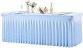 Baby Blue Spandex Tablecloths for Rectangle Tables 6 Foot Light Blue Stretch Table Cloth Rectangle 6ft Elastic Fitted Table Cover with Skirt for Wedding Baby Shower Boy Birthday Party Banquet Buffet by Suppromo