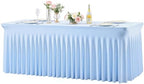 Baby Blue Spandex Tablecloths for Rectangle Tables 6 Foot Light Blue Stretch Table Cloth Rectangle 6ft Elastic Fitted Table Cover with Skirt for Wedding Baby Shower Boy Birthday Party Banquet Buffet by Suppromo