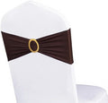 Pack of 50 Brown Chair Sashes with Gold Buckles Spandex Chair Bands Bows by WENSINL