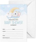 Pack of 30, Boy/Girl Baby Shower Party Collection, Baby Shower Invitation Cards, Fill in the Blank Invites WIth Envelopes, Baby Elephant Theme Party Supplies by Inkdotpot