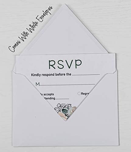 50 Blank RSVP Cards with White Envelopes-Floral Style Response Card-RSVP for Wedding-Rehearsal Dinner-Baby Shower-Bridal Shower-Engagement Party Invitations - Image 6