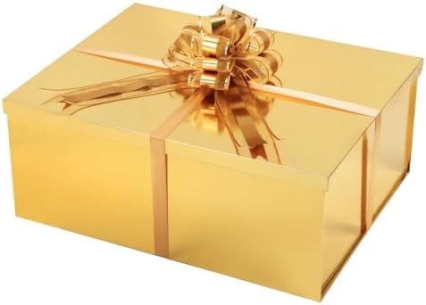 UoeRing Gold Extra Large Gift Box 2Pcs 22x17x9 inch,luxury Gift Box with Lid for Presents Birthday Christmas Valentine's Day (Includes Pull Bows,Card,Envelope,Filler) by Unknown