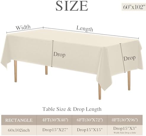 DRESSMAKER 10 Pack Ivory Table Cloth Rectangle 60X102 Inch Fit 6FT Table - Image 3