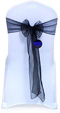 MDS Pack of 100 Organza Chair Sashes for Wedding & Event Décor – Black by MDS