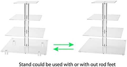 Jusalpha® 13.5'' Width Extra Large 4 Tiered Acrylic Glass Square Cake Stand - Image 6